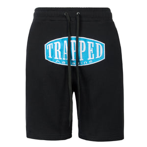 BULGE SHORTS - BLACK/BLUE EMBROIDERED BADGE