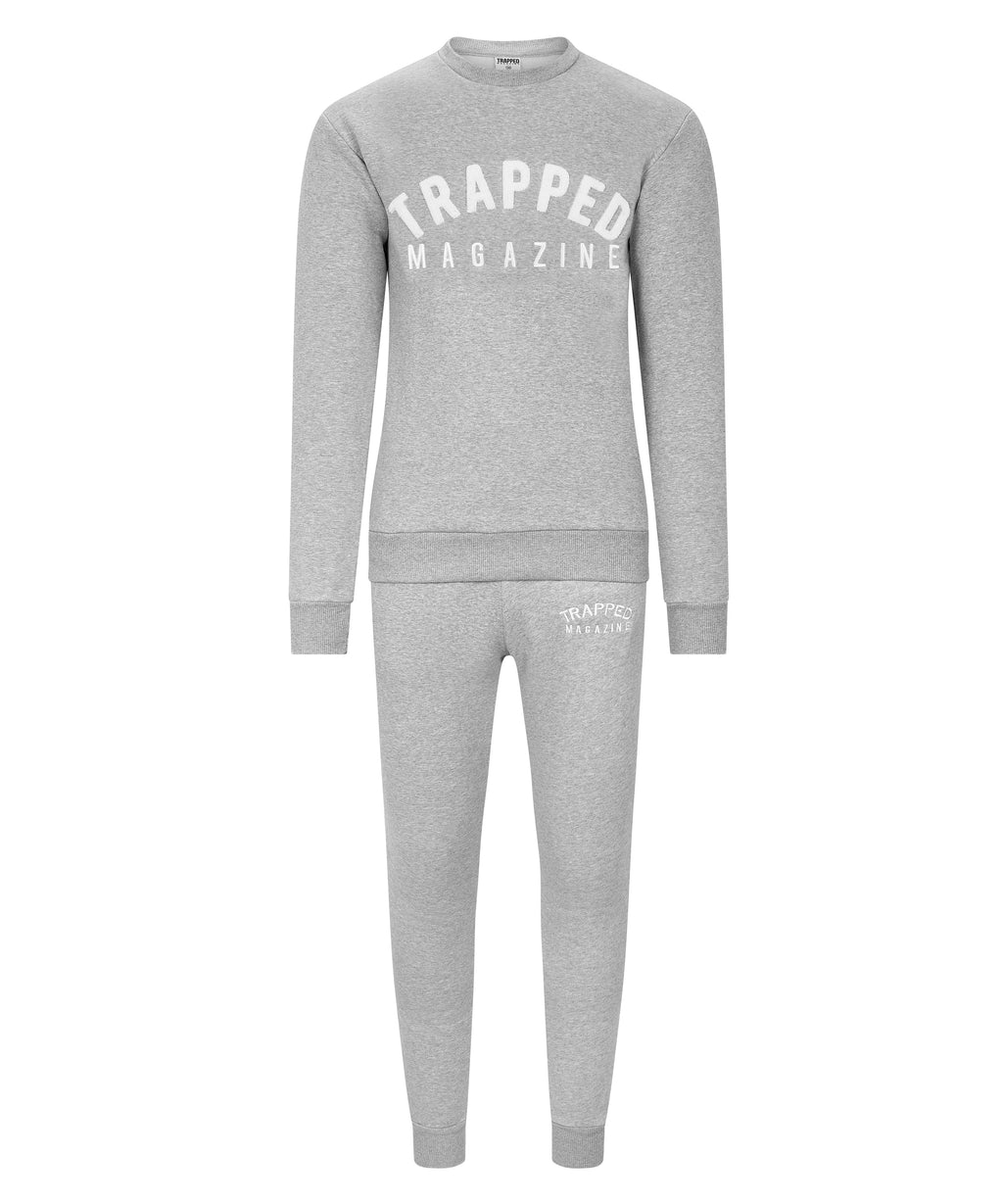 Chenille Slimfit Trapped Magazine Trackset - Grey/White