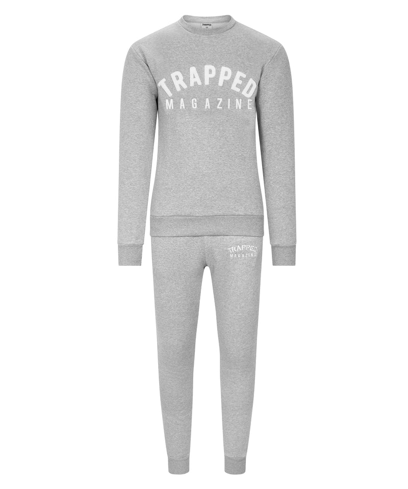 Chenille Slimfit Trapped Magazine Trackset - Grey/White