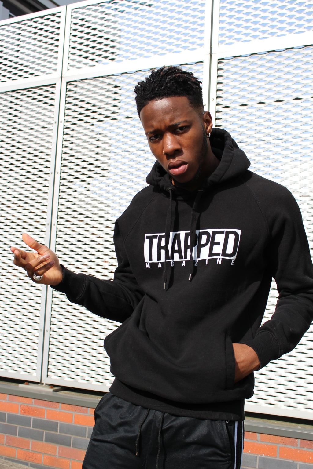 Classic Box Logo Trapped Magazine Hoodie - Black