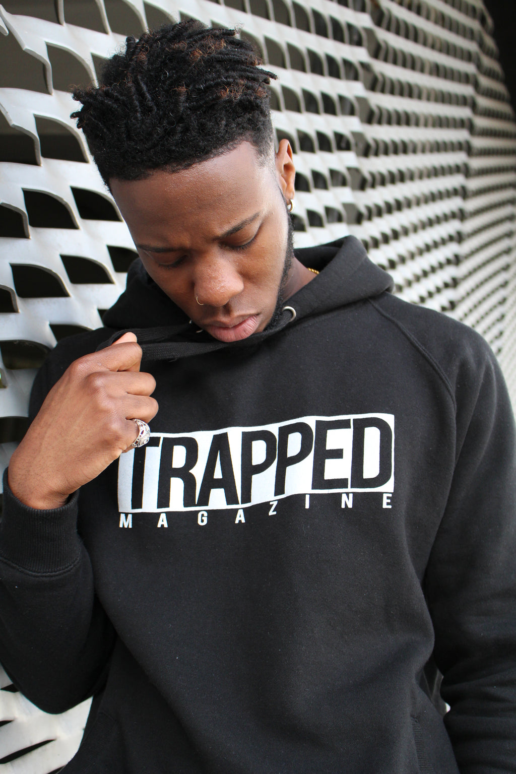 Classic Box Logo Trapped Magazine Hoodie - Black