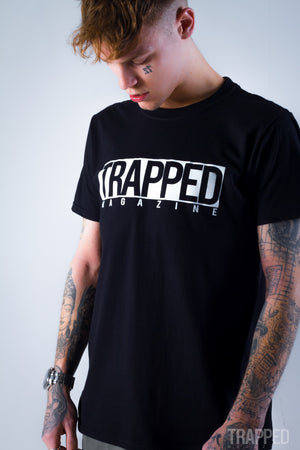 Black Classic Box Logo Trapped Magazine T-Shirt