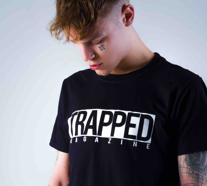 Black Classic Box Logo Trapped Magazine T-Shirt
